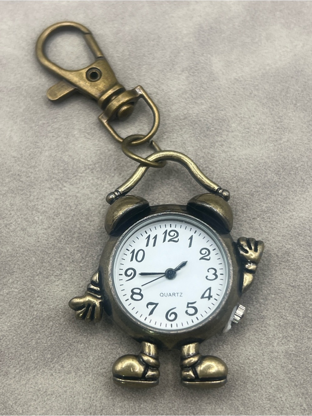 Retro Cartoon Robot Brass Keychain Quartz Watch Fob Bag Charm